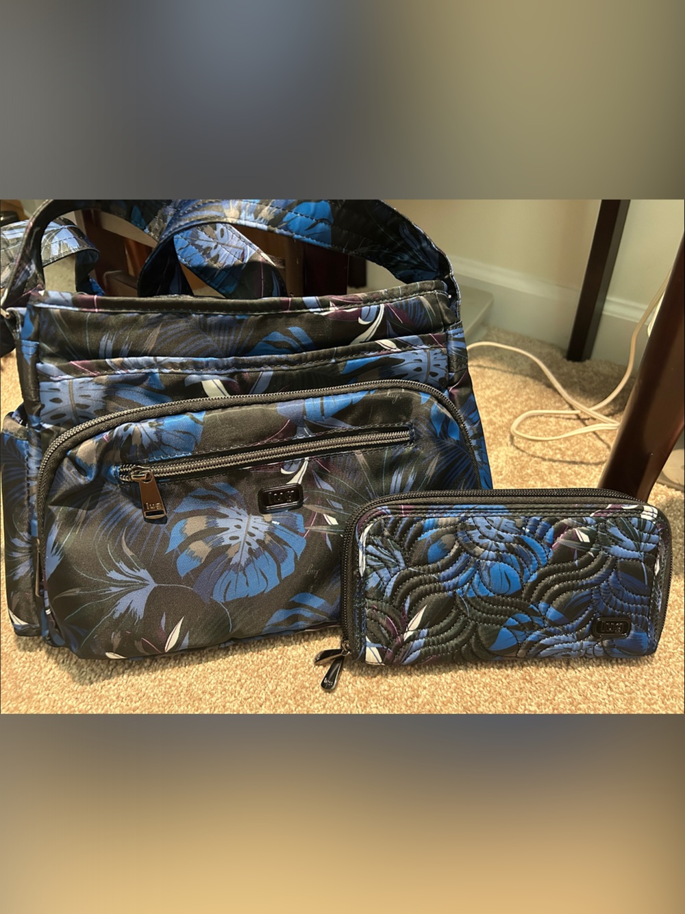 Lug Blue Tropical Print Crossbody Bag and Matching Wallet